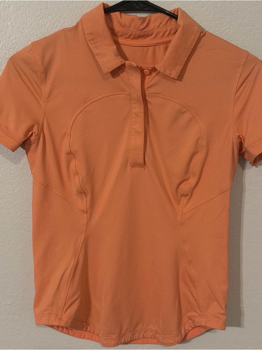 Lululemon Quick Drying Short Sleeve Polo Slim Size 4 Sunny Coral 03192